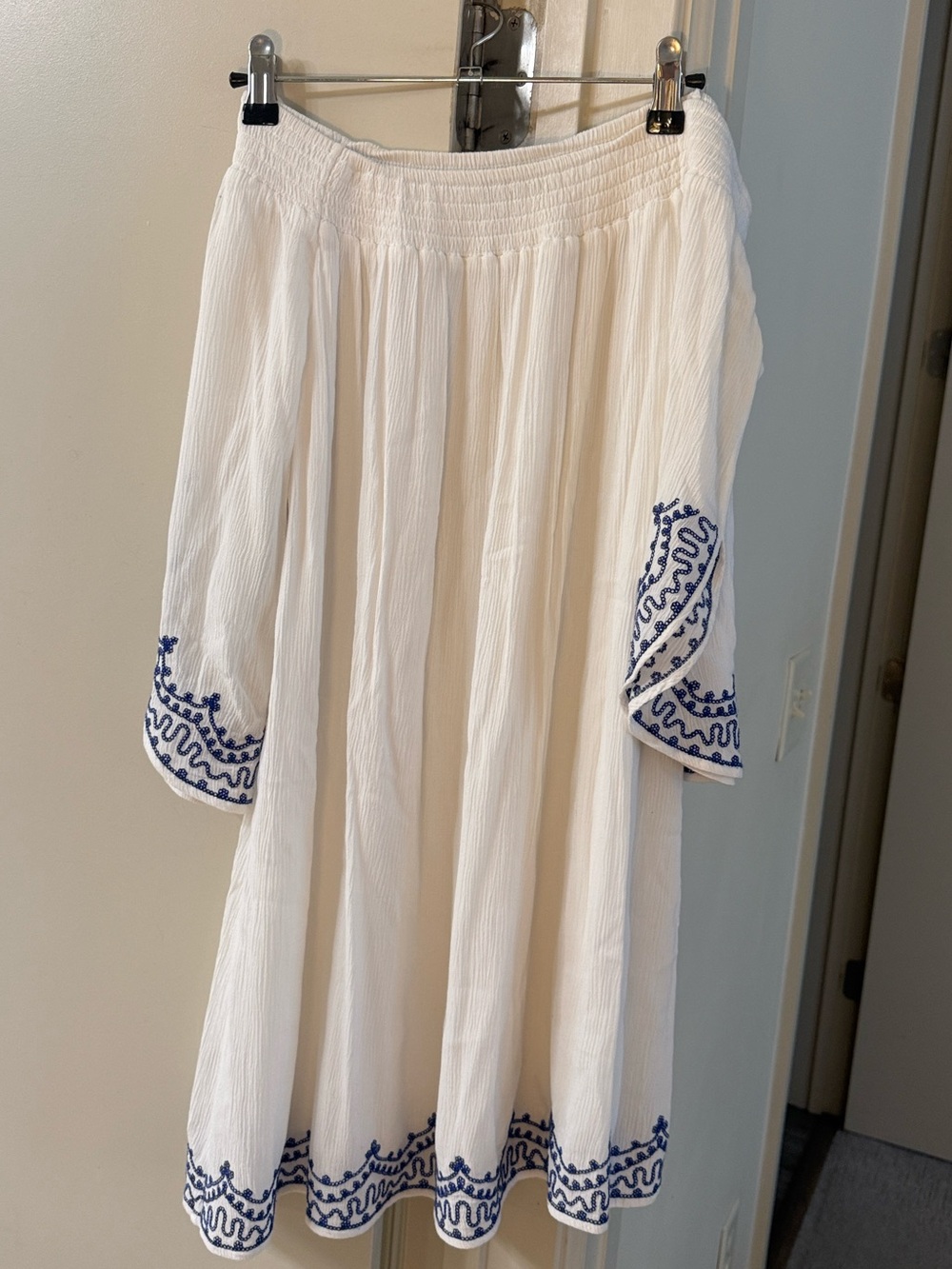 Express White with Blue Embroidered dress